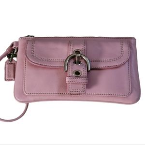 Coach Soho Wristlet Pink Leather Silver Hardware
